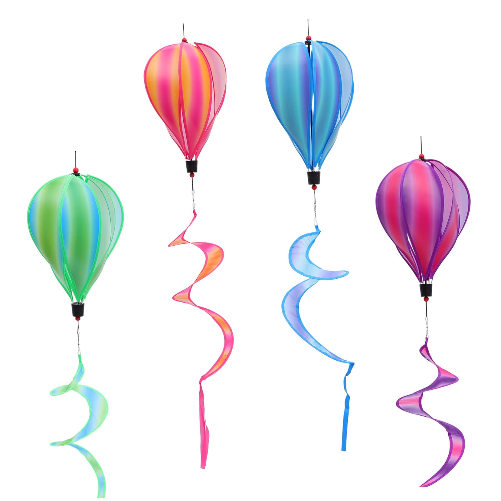 Generic Hot Air Balloon Wind Spinner Set 4pcs Colorful Decorative Outdoor Balloons Windmill for Parties Dec