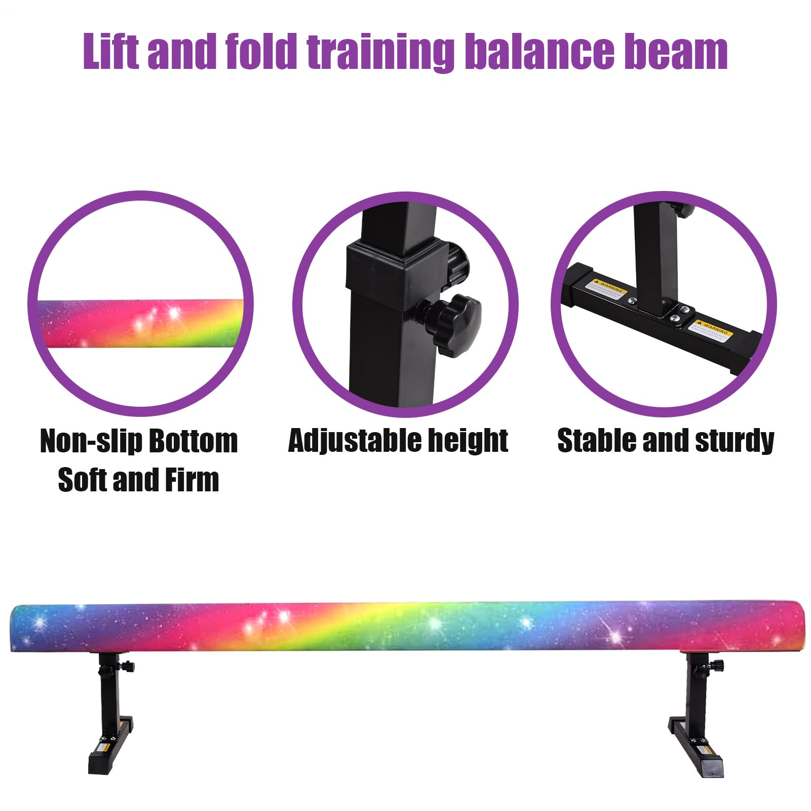 Ginnastica Beam, trave sospese per la casa, 180 cm, fascio di bilanciamento regolabile, 5 altezze regolabili e bassi livelli, stabile Floor Beam Gym Attrezzature per l'allenamento con gamba