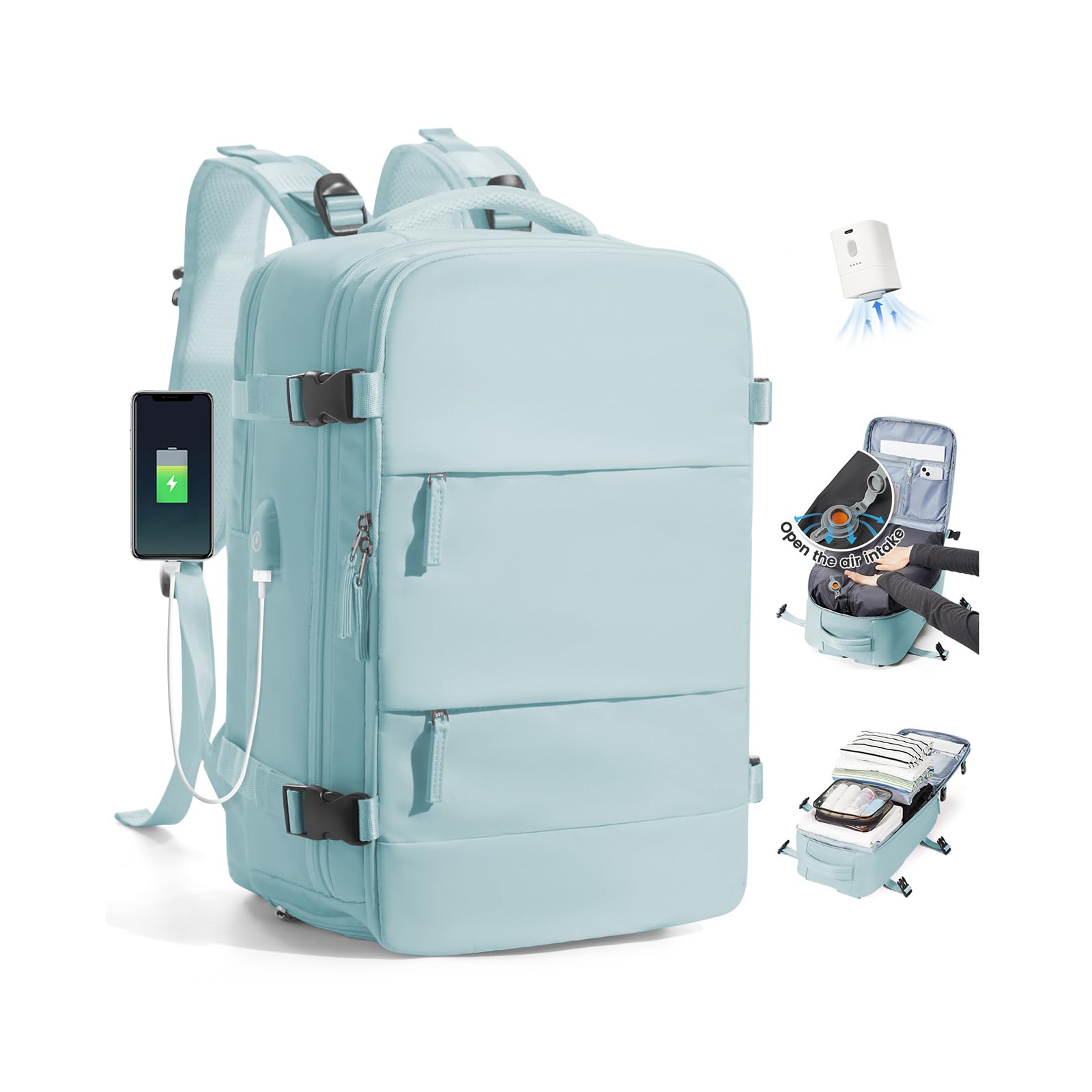 SZLX Zaino A Vuoto Bagaglio A Mano Donna, Zaino Airbag Con Sistema Di Vuoto Per Viaggi, Ryanair Viaggio Ruscksack Dimensione Cabina Con Pompa Impermeabile Uomo Valigia A Vuoto