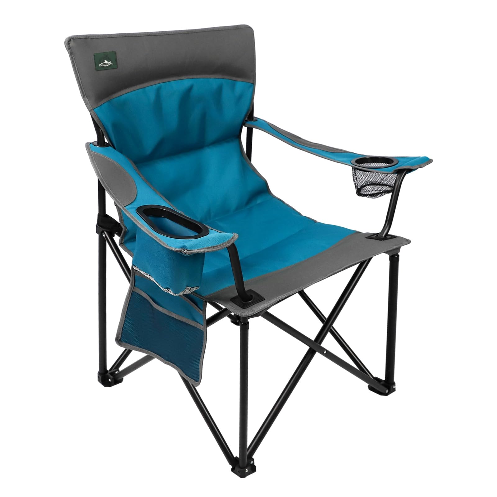 Foldable Camping Chair Heavy-Duty Outdoor Folding Chair Support Up to 300lbs for Hiking, Picnics, Patio, Beach, Fishing (Blue)