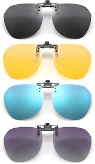 articulo TYXHXTF 4 Piezas Clip Gafas de Sol, Polarizadas Lentes, Flip up Gafas de Sol Sin Montura para Mujer Hombre, para Al Aire Libre, Conducción, Pescar, 4 Colores
