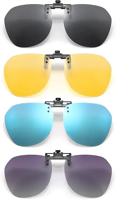 4pcs Polarized Clip-on Sunglasses for Glasses - Grey Set