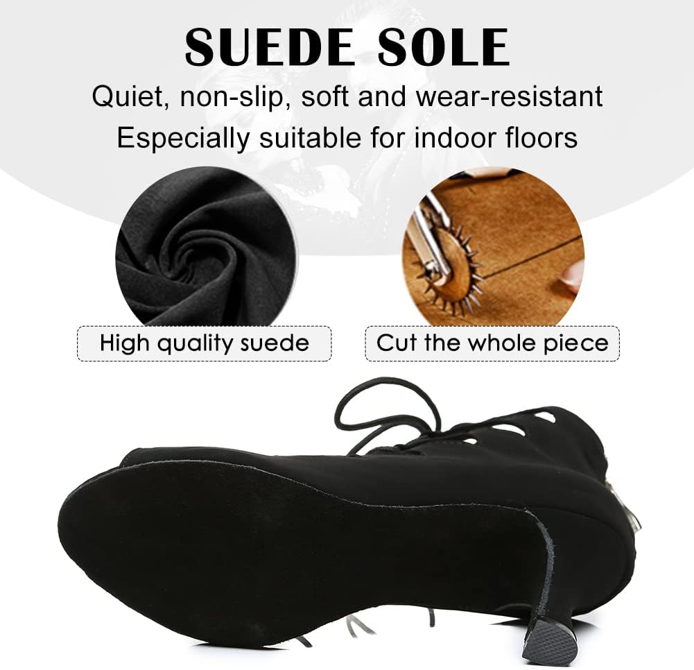 Women's Open Toe Ankle Latin Dance Boots Salsa Ballrooom Performence Practice Party Dance Shoes,YCL456