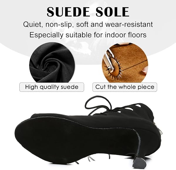 RUYBOZRY Botas de Baile Latino Mujer Botines Punta Abierta con Cordones Zapatos de Baile de Salon,Modelo YCL456 - 4