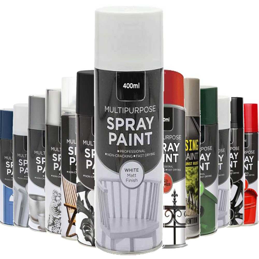 AlezyB - 1 x Multipurpose White Matt Spray Paint 400ml Excellent Coverage, Quick & Fast Drying for interior & exterior Multipurpose Spray for Metal | Plastic | Wood | Glass.