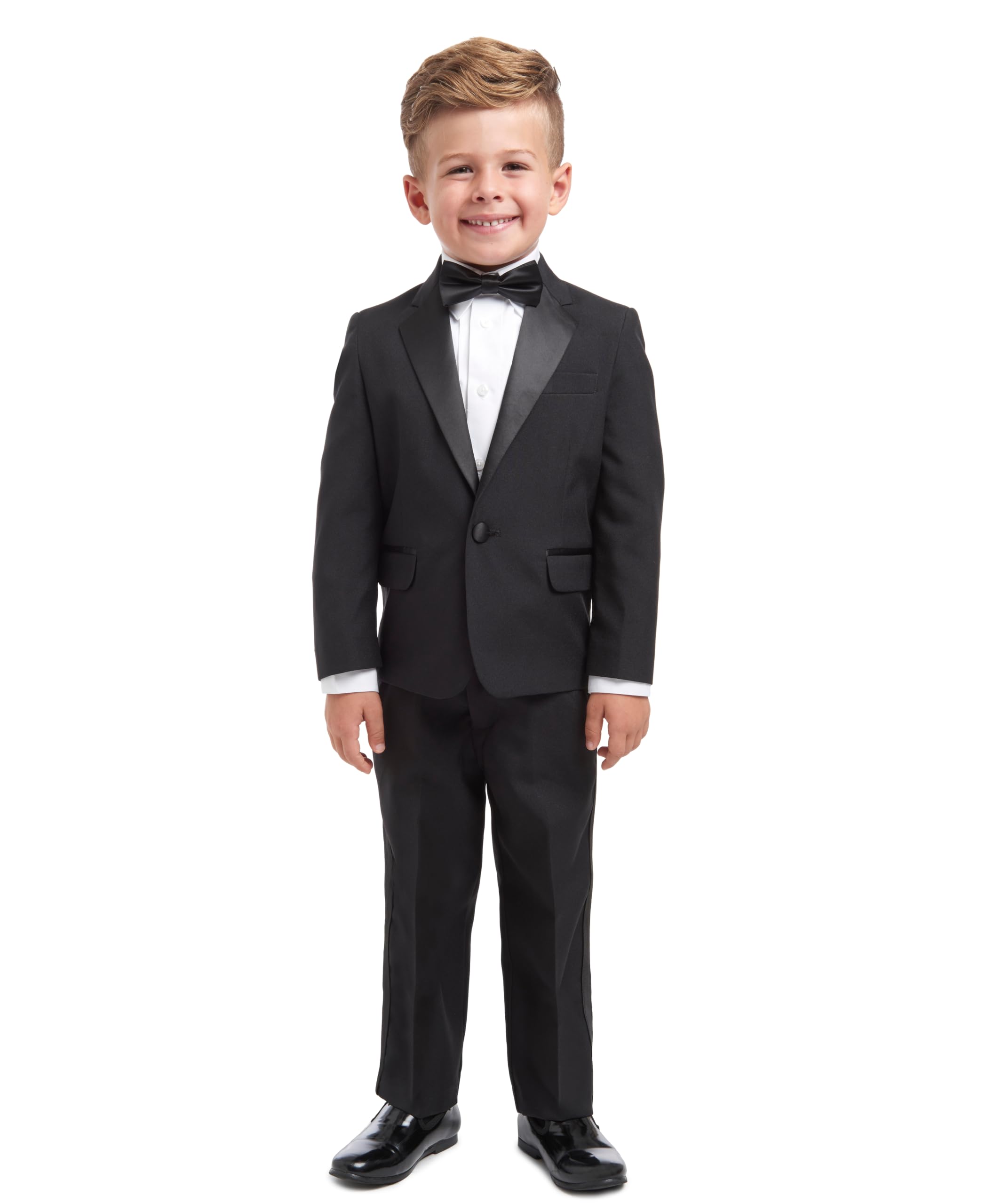 Nautica Boys' 4-Piece Tuxedo Suit Set with Jacket, Pants, Dress Shirt & Bow Tie for Weddings & Special Occasions
