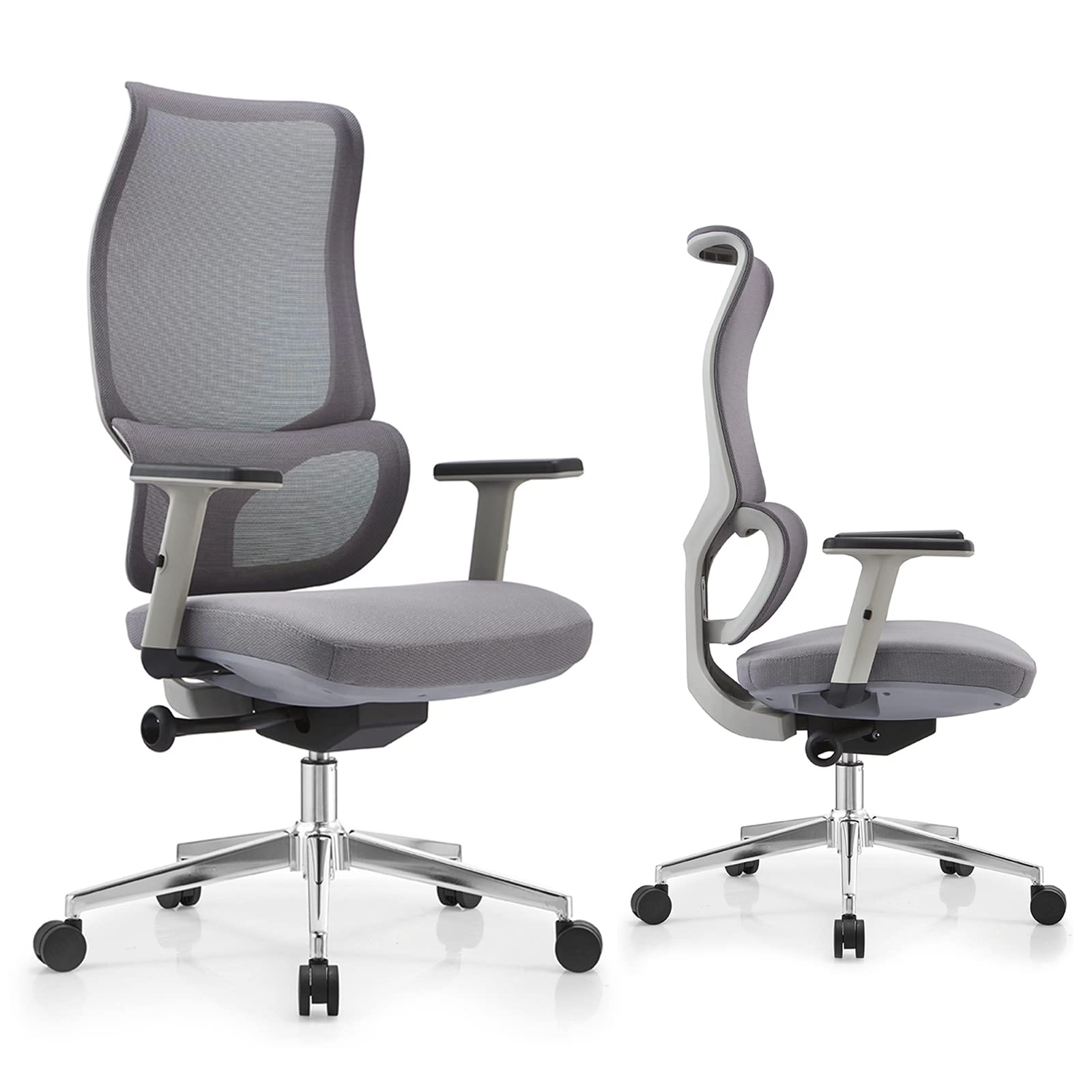 VOFFOVErgonomic Office Chair, Breathable Mesh High-Back Office Computer Grey Chair with Soft Lumbar Support,360°Arbitrary Rotation,Tilt Angle 90°-130°,Adjustable Armrest Chair,Seat For Long Hour