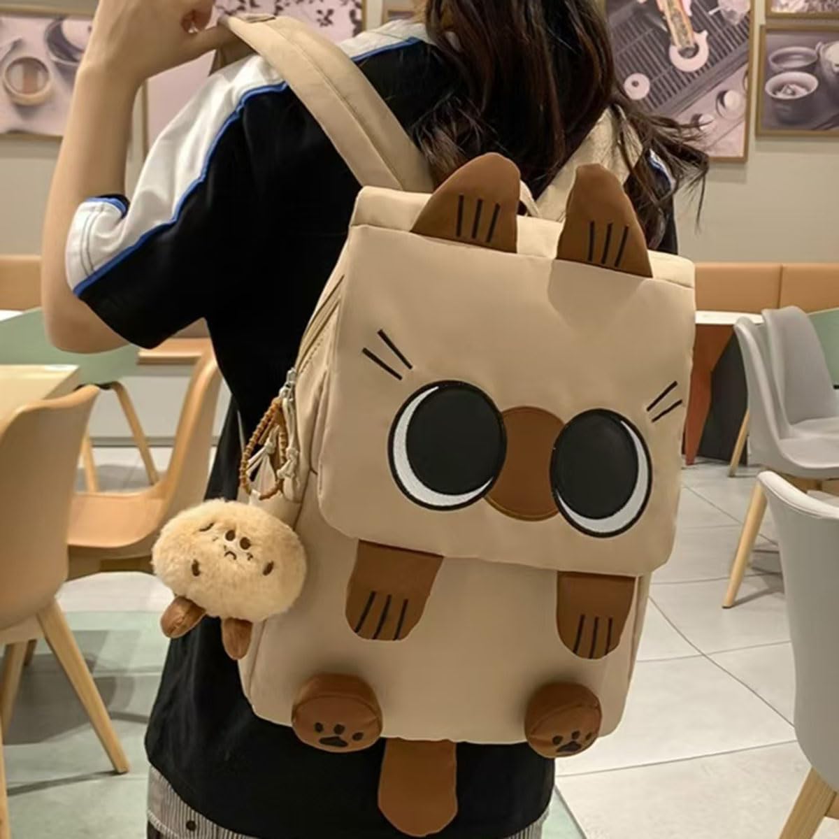Cute Cat Backpack - Lightweight Laptop Bag, Large Capacity Student & Travel Backpack for Adults/Kids Give away cat pendants