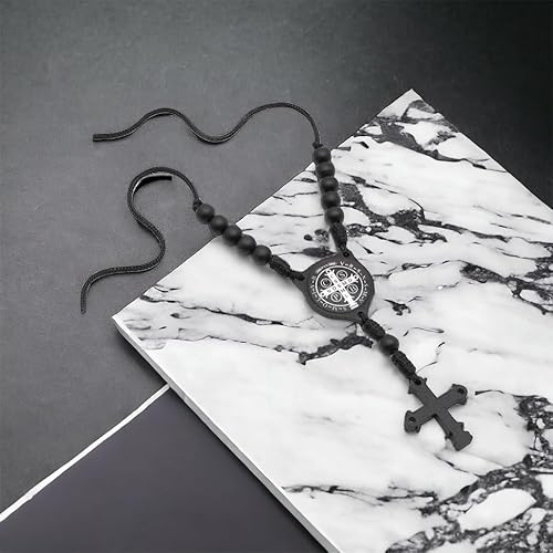 Terço Dezena Retrovisor Carro Medalha de São Bento Preto