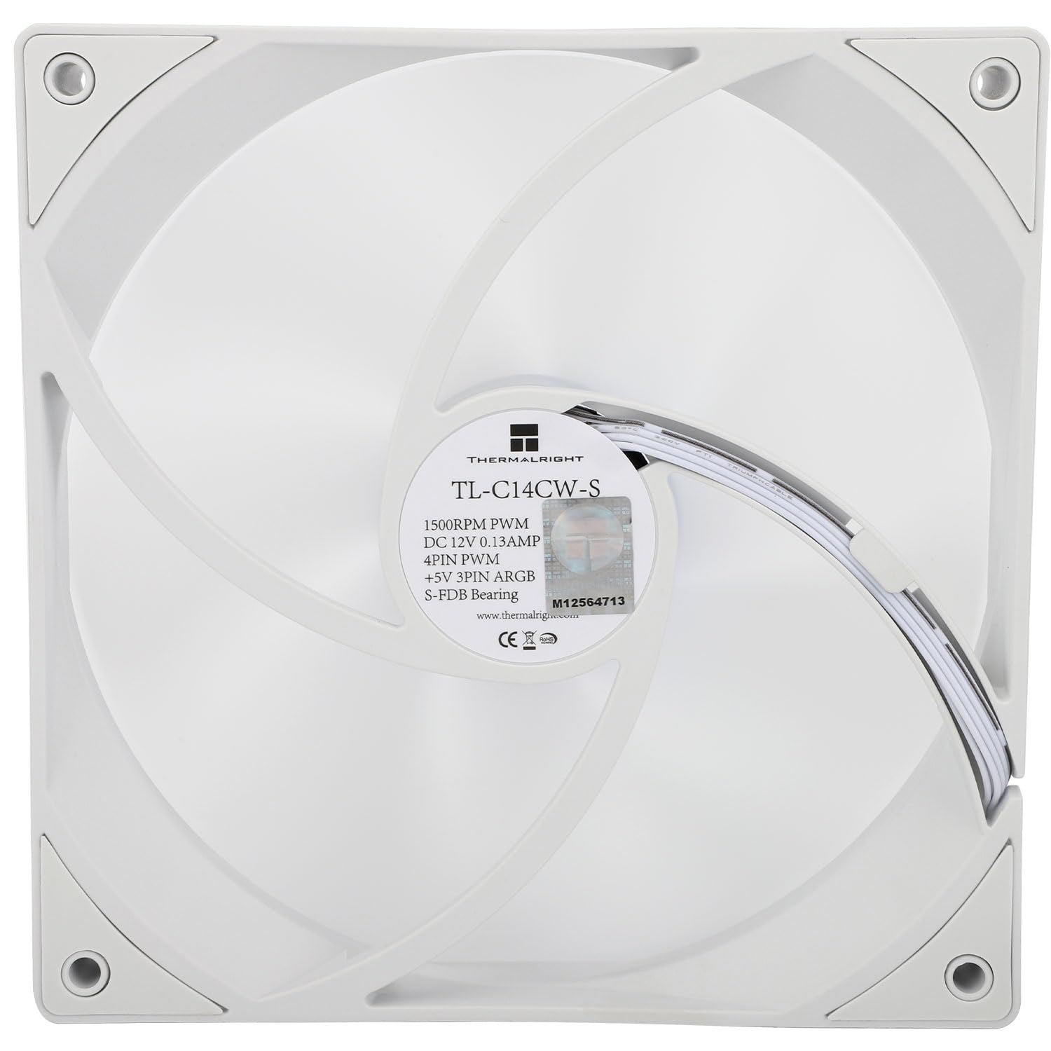 Thermalright TL-C14CW-S CPU Fan,with High Speed 1500RPM,14CM Quiet 4PIN PWM Power Supply,Computer Case Cooling Fan,5V 3pin ARGB Lighting Connector(White) - Image 2
