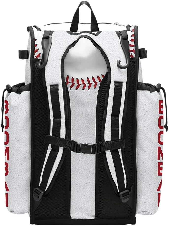 Boombah Superpack Bat Bag - Backpack Version (no wheels) - Holds 4 Bats - Strikeout Baseball White/Red/Black