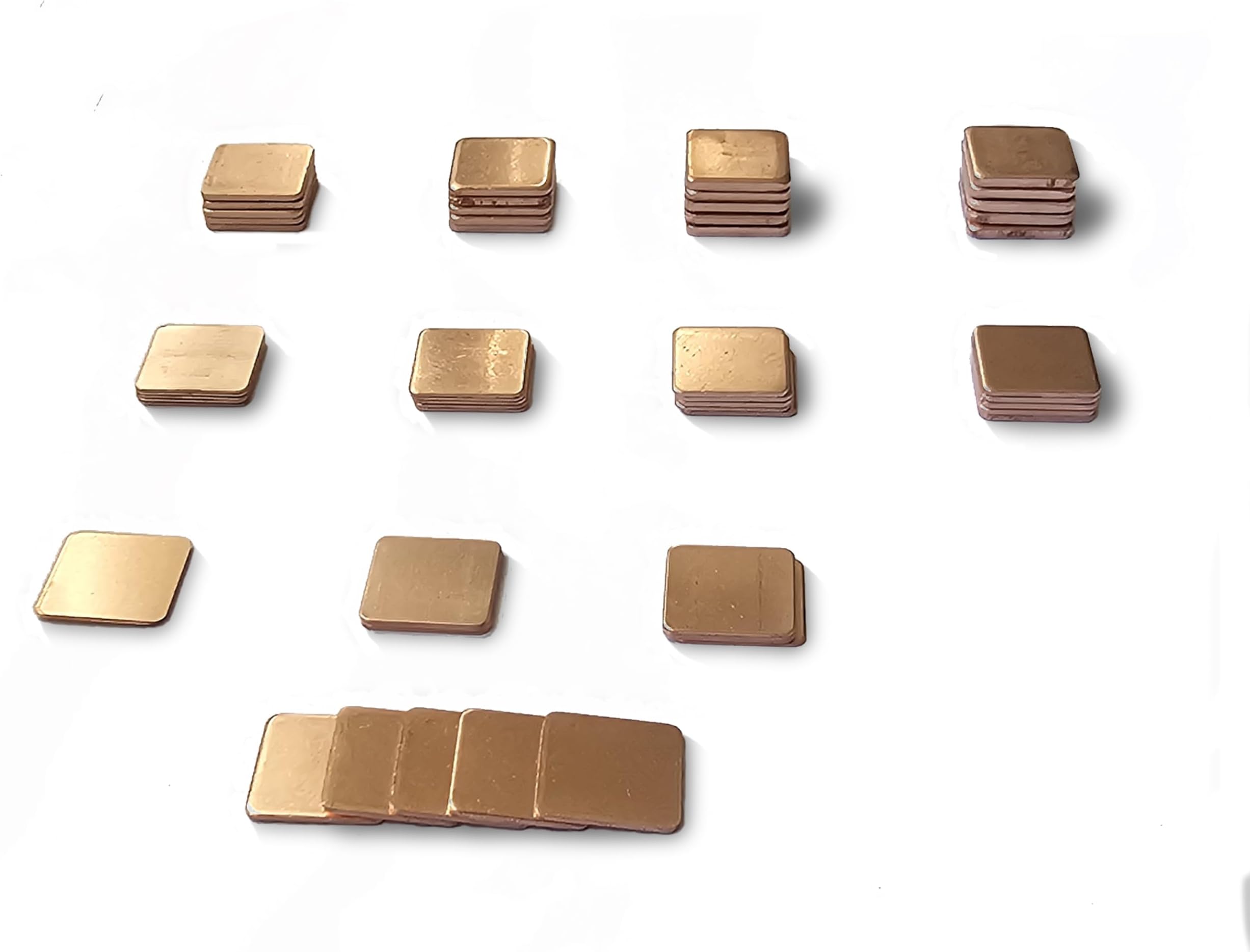 Copper Thermal Shim Kit – 55pcs, 11 Thicknesses (0.1–2.0mm), 15x15mm Heat Spreader Pads for GPU CPU Laptop Cooling