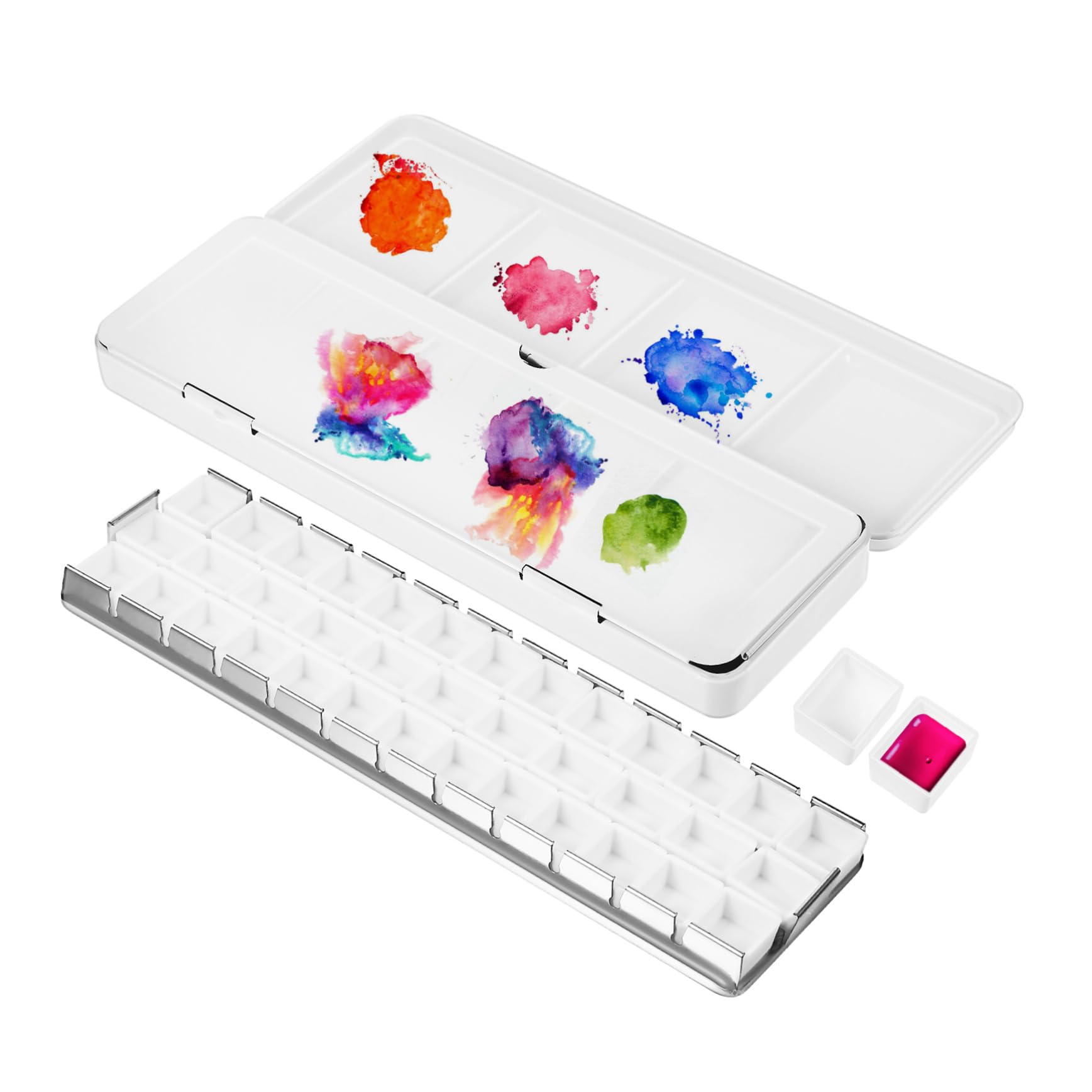 SHINEOFI 4 Pièces Boîte de Palette d'aquarelle Vide casseroles vides Mini boîte Vide pour Aquarelle Palette de Peinture Palette de Couleur Palette Aquarelle Vide Palettes de Peinture Le Fer