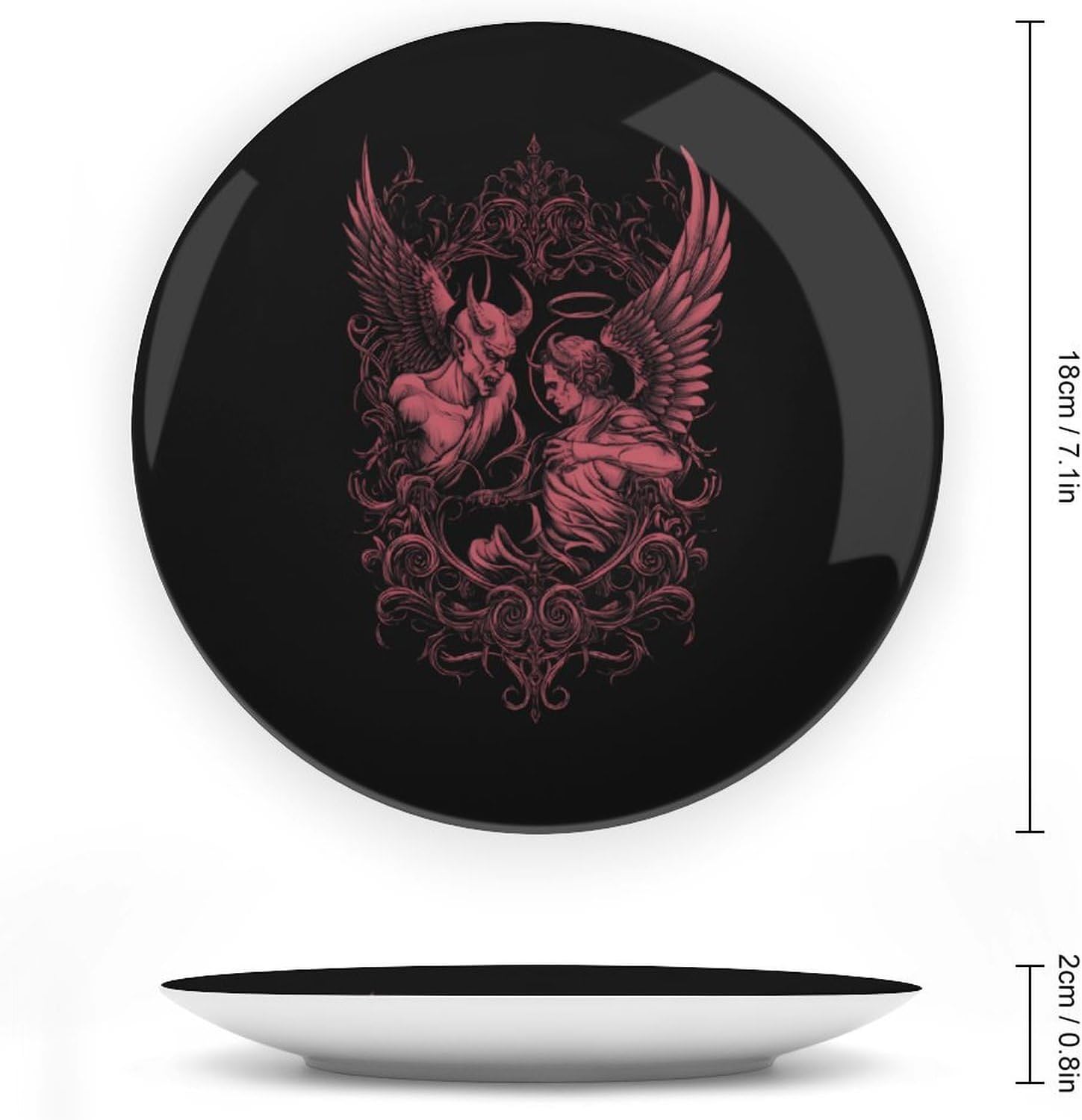 Dark Devil Angeled Decorative Plates for Display Ceramic Plate Tray with Stand Hanger Home Decor
