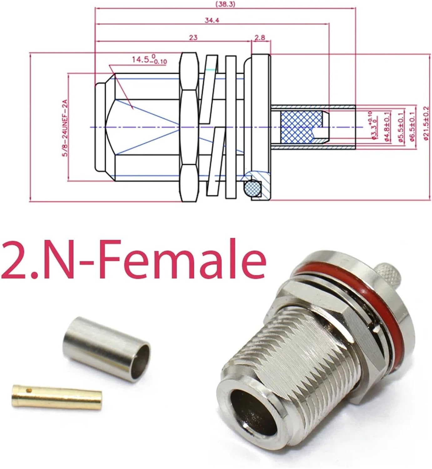 L16 N Male Type Female Connector Crimp Straight(G,1Pcs)