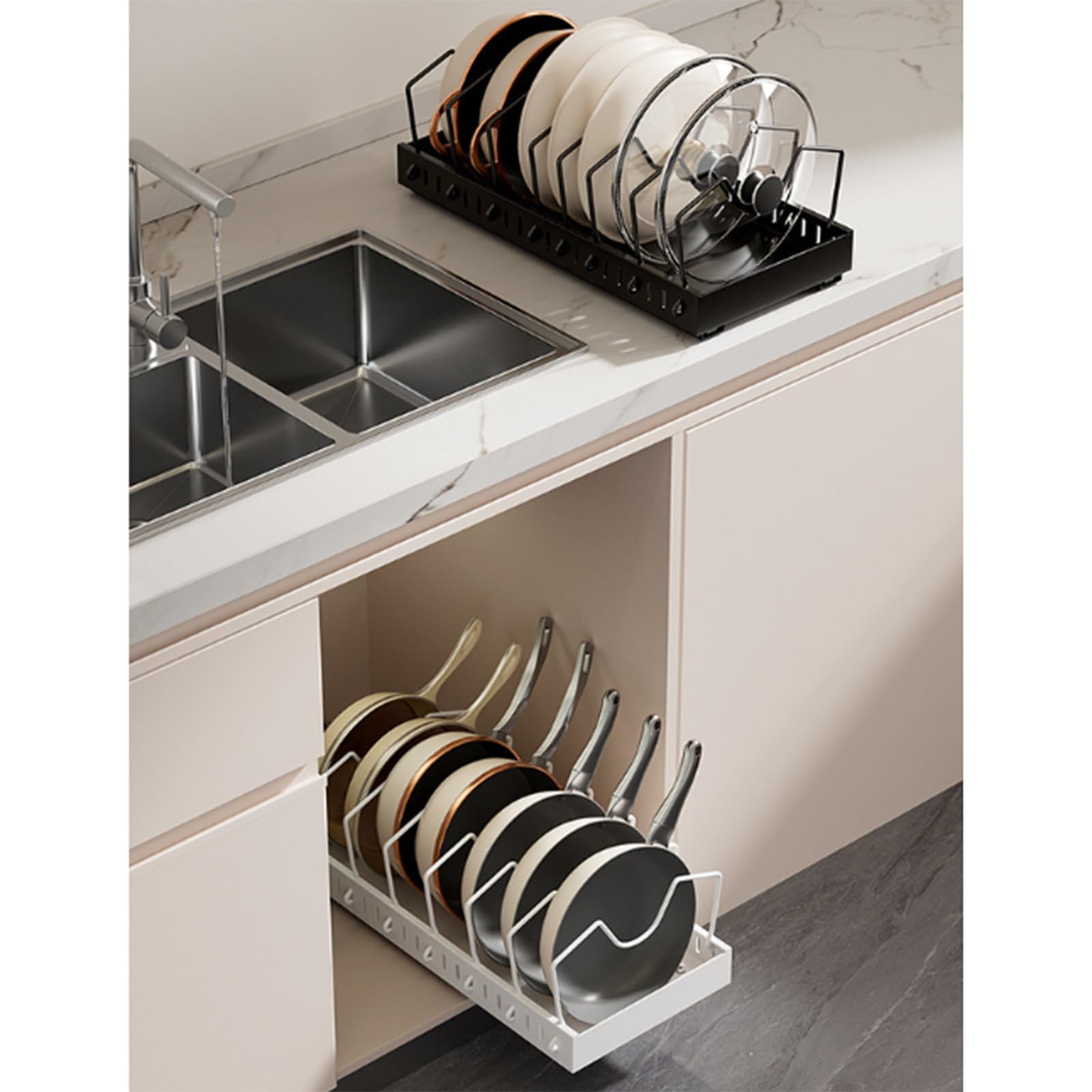 Étagère de rangement en acier au carbone robuste pour casseroles - Résistant à la rouille - 20 kg - Pour une longue durée de vie - En acier au carbone