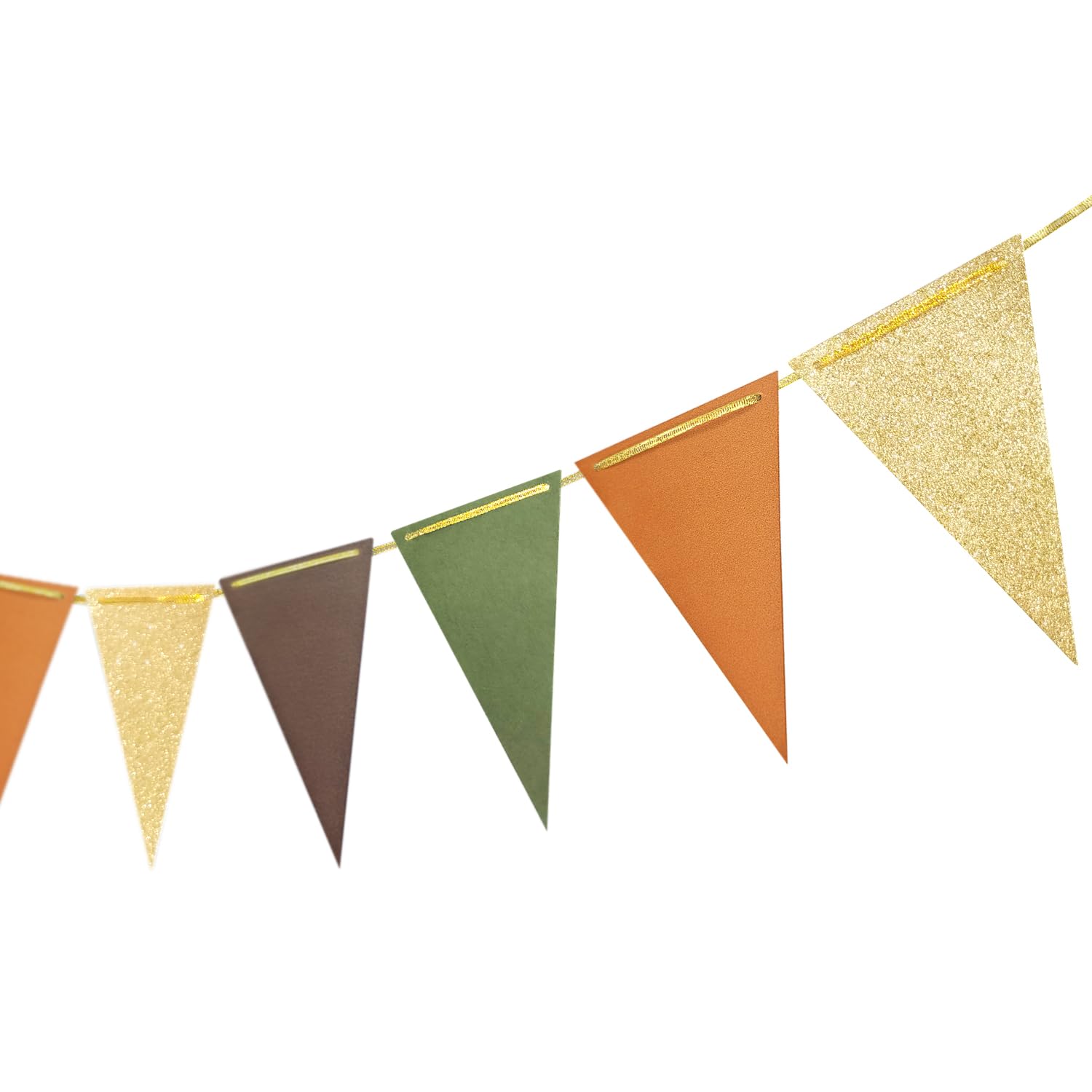 Letjolt Triangle Banner Party Decoration Golden Brown Green Supplies Paper Bunting Signs for Birthday Nursery Anniversary Graduation Pre - Strung