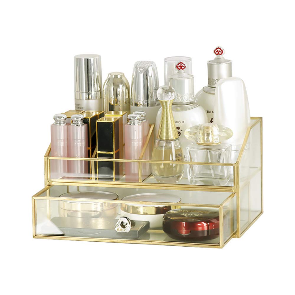 新品　未使用　小物　収納　ガラス　お洒落　おしゃれ　ホビー　化粧品　コレクション Amazon.co.jp: ガラス透明化粧品収納ボックス 収納ラック ケース