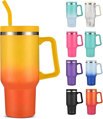 Vaso de 30 onzas con asa y pajilla, taza aislada con asa a prueba de fugas, botella de agua de acero inoxidable, taza de viaje, apto para portavasos