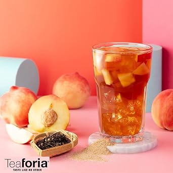 Teaforia Peach Oolong Iced Tea Mix 1kg – Ground Oolong & Green Tea with Real Peach – 50 Servings – Gluten Free, Vegan, No Preservatives – Easy to Prepare Bubble Tea
