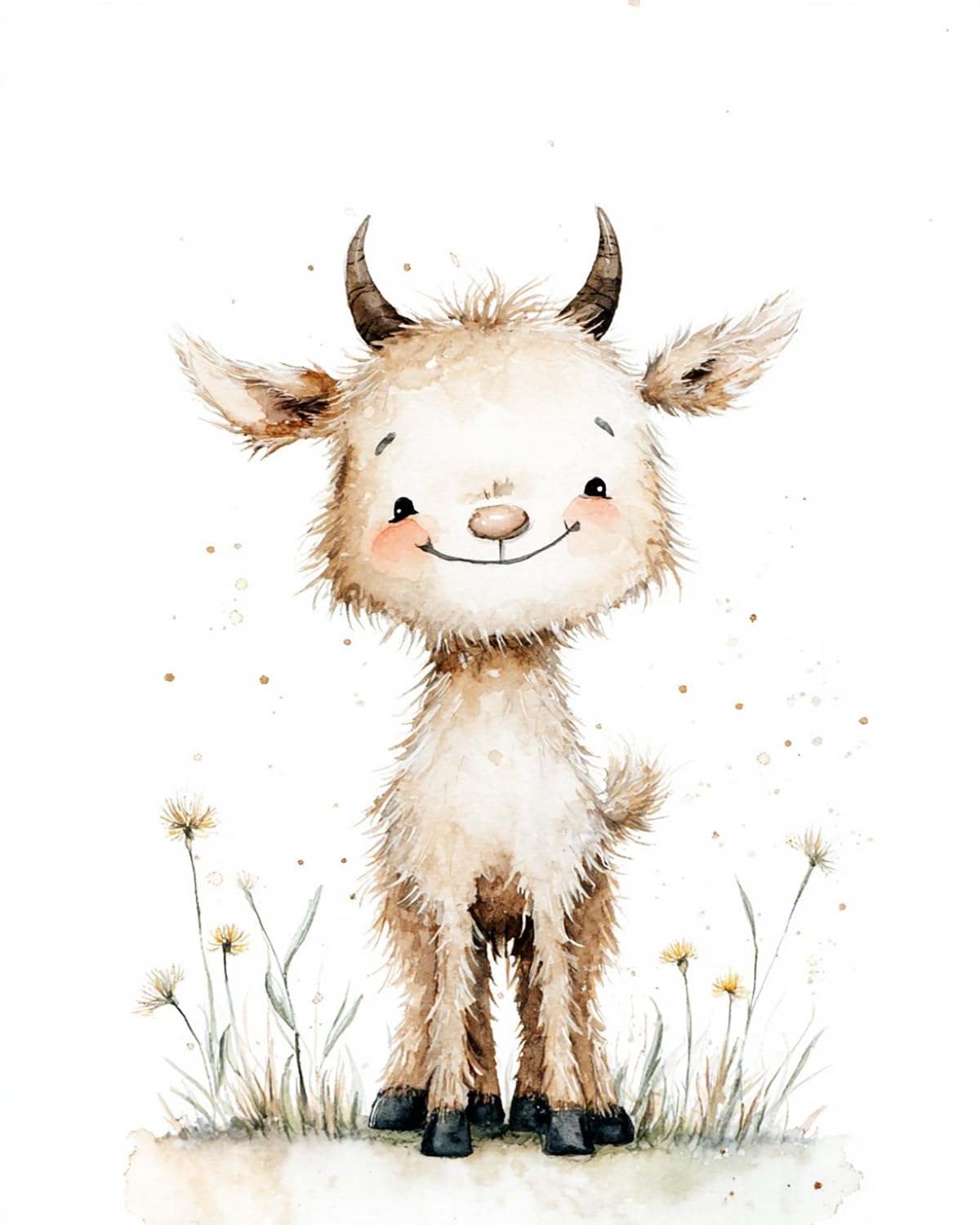 Liubaishi Multicolour Paint By Numbers For Adults, Diy Acrylic Painting Kit, Smiling Baby Goat, 40X50 Cm Linen Canvas With Brushes