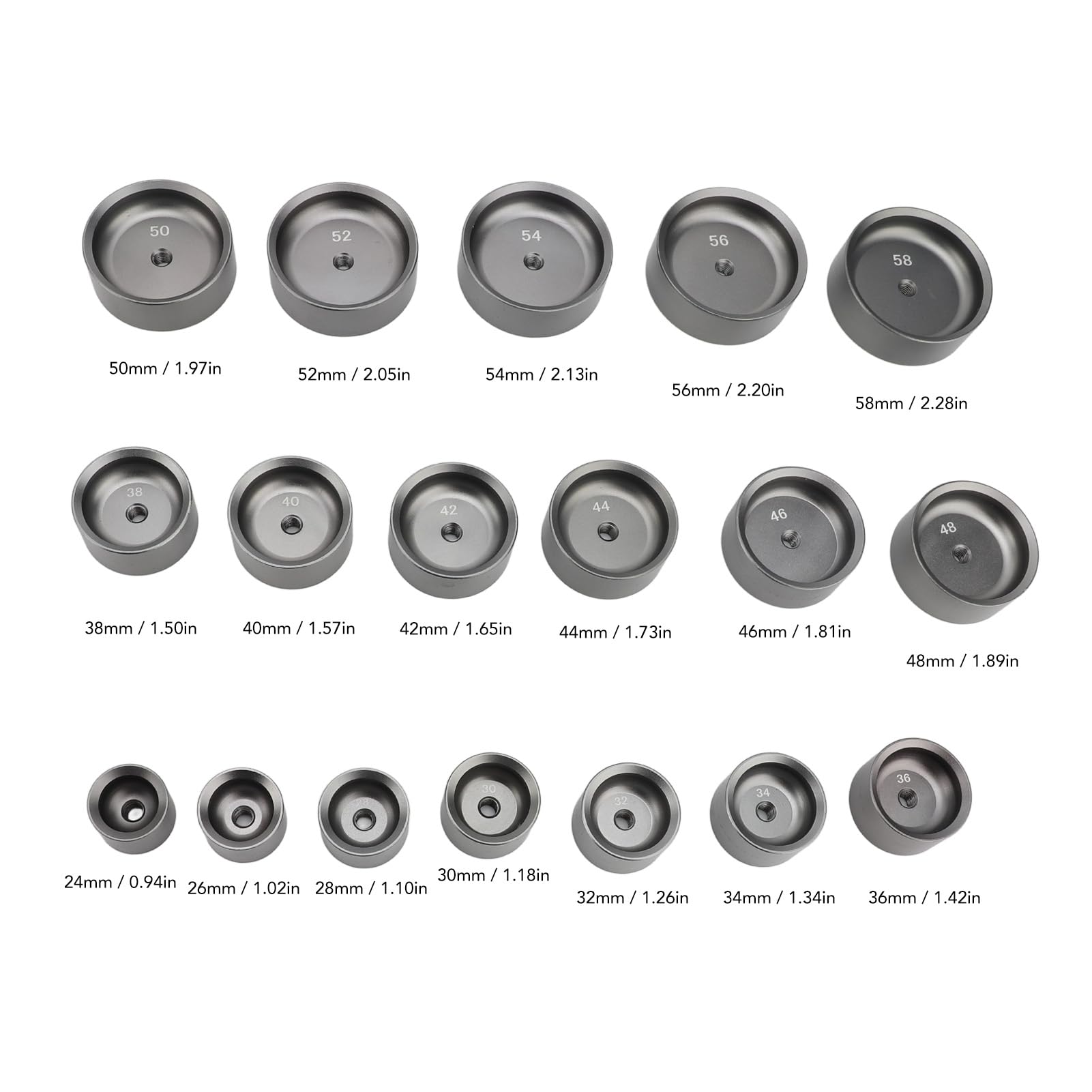 18-teiliges Uhren-Pressstempel-Set, Metall, Robust, Vielseitig, Werkzeug Zum Verschließen von Uhrengehäusen für Uhrmacher und Bastler von 24 Mm Bis 58 Mm