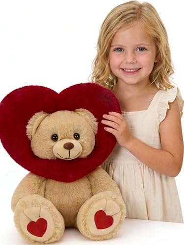 Vista 28 de MaoGoLan Oso de Peluche Gigante de 36" Animal de Peluche - Huellas de Corazón Rojo Oso de Peluche Grande para Regalo de San Valentín, Aniversario
