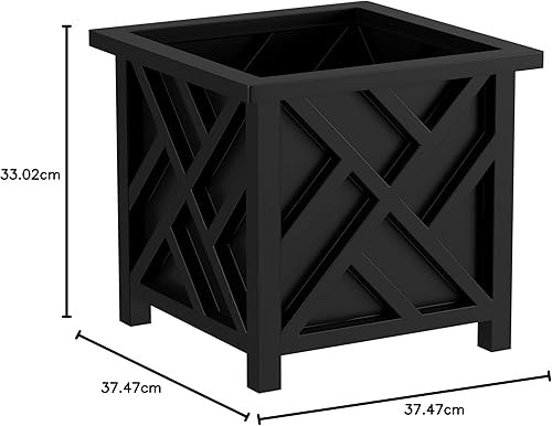 Miniatura 34 de Pure Garden - Maceta con diseño de celosía, maceta decorativa cuadrada de 14.75 pulgadas para flores o plantas al aire libre, porche delantero