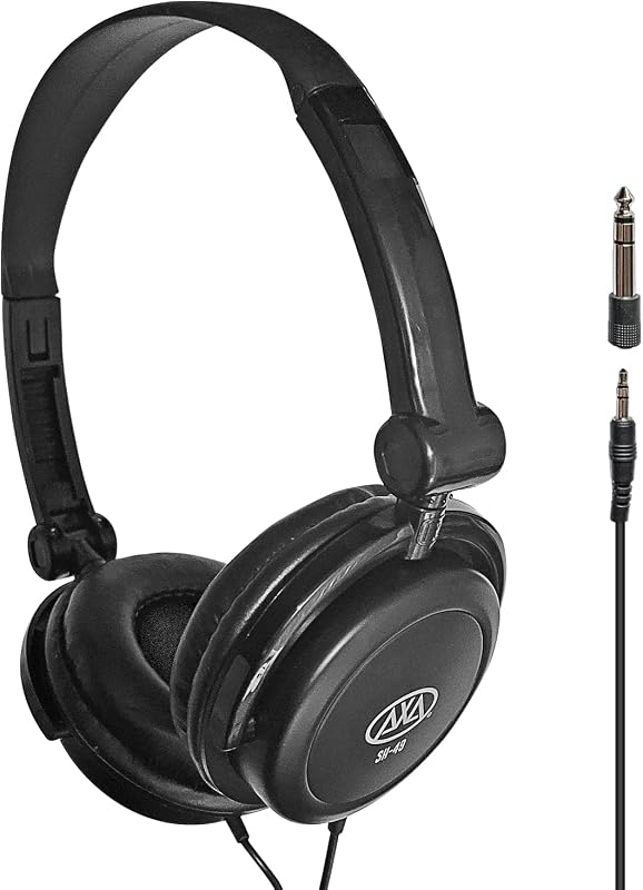 AxcessAbles Closed-Back Wired Over Ear Headphones with 6ft Cable & 1/4-inch Jack Adapter | 38mm Neodymium Driver Swiveling Cups| Lightweight Foldable Recording Headphones for Guitar, Piano & Studio