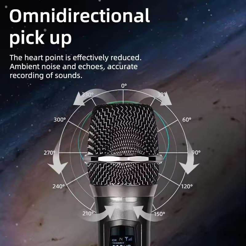 Image of kh UHF Portable Wireless Microphone with Receiver - Handheld Cordless Mic for Singing, Speeches, Events, Karaoke, PA Systems, Computers & Musicians