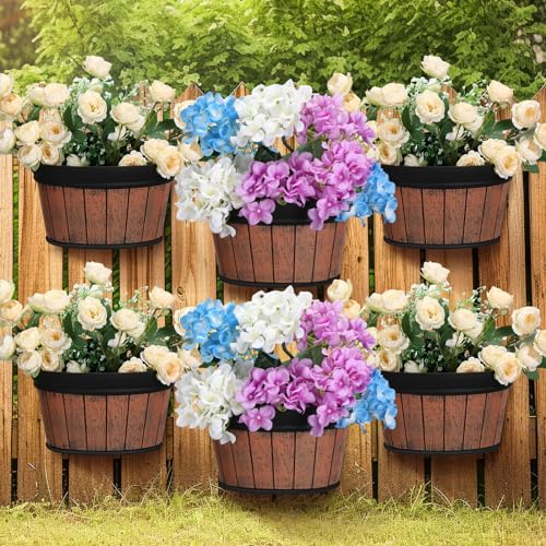 Layhit 6 Pcs Wall Hanging Planters Outdoor Pot Planter Wine Barre...