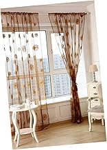 ABOOFAN Saias De Girassol Para Janela De Cozinha Cortinas De Voile Cortina De Tule Cortina De Linho Cortinas De Linho Persianas Transparentes Cortinas Impressas Tela De Janela Painel