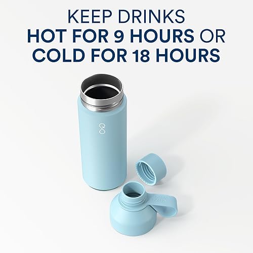 Miniatura 7 de Ocean Bottle - Botella de agua reutilizable para bebidas de acero inoxidable reciclado - Ecológica y reutilizable - Azul cielo - 17 oz