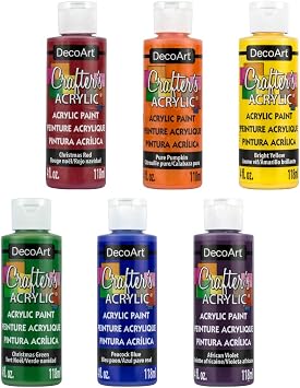 DecoArt Crafters Acrylic Paint Set Primary Colors, 6 Bottles 4 fl oz Easy Craft Paints, Classrooms, Art Projects & DIY Crafts