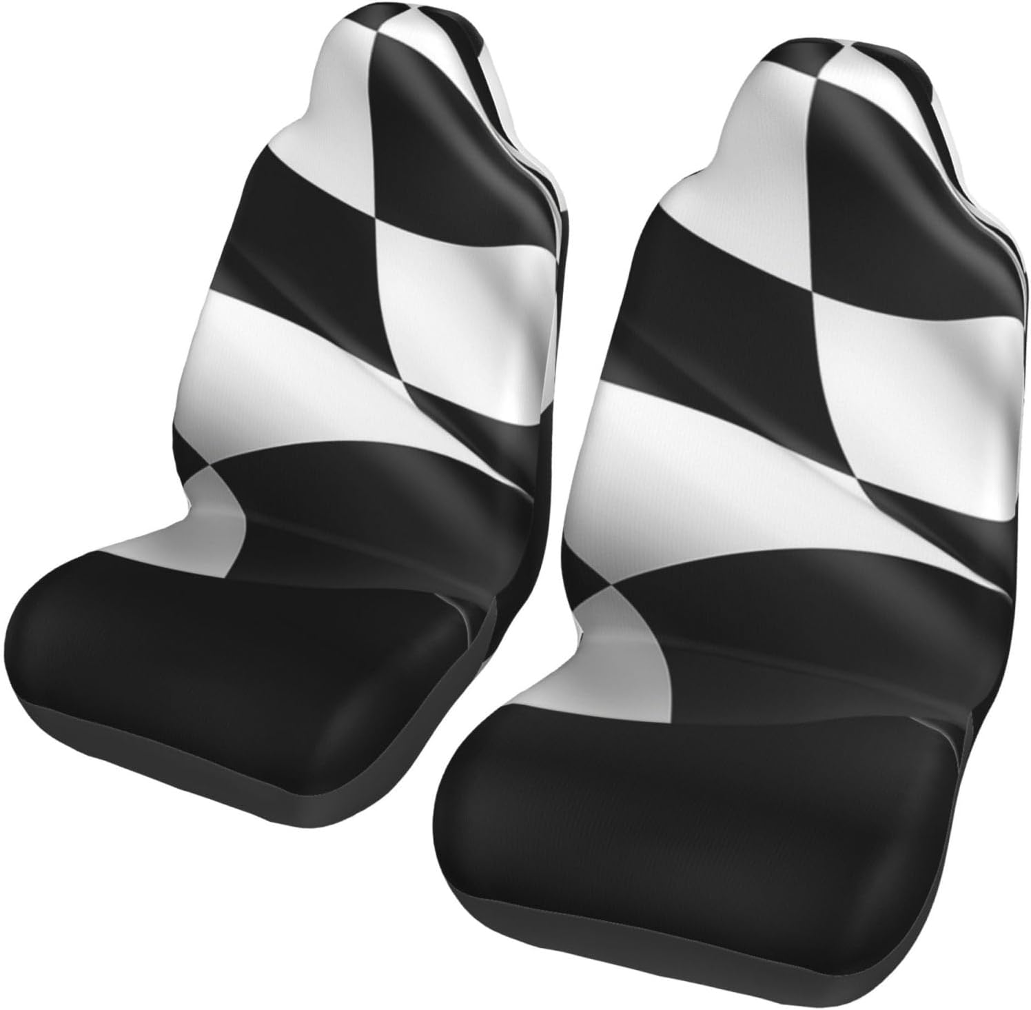 Car Seat Cover 2 Pack Front Seat Covers Black White Formula Checkered Flags Pattern Seat Covers for Car Seat Protector with Elastic Straps Car Mat Covers Car Interior Cushion Protector for Most Cars