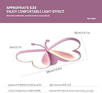GHiycotdl Pillangó Mennyezeti Lámpa - Modern Szabályozható LED Gyerekszoba Világítás 50 cm, Fehér, 3000K-6500K Színhőmérséklet, Hálószobába, 2