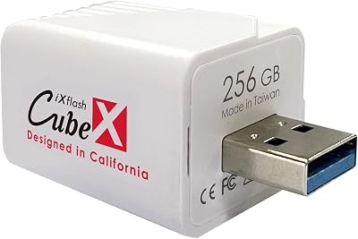 iXflash Cube Auto Photo Backup While Charging, 256GB USB Flash Drive for iPhone & iPad, Apple MFi USB 3.2 Type A Data Cube Photo Stick Backup Drive, External Hard Drive for iPhone wFree APP