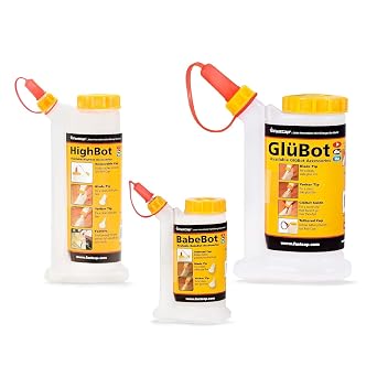 FastCap Glue Bottles, Trio Pack 4oz,6oz,16oz, with 2-Chamber No-Drip System. Each Bottle with 2 Replaceable Tips.