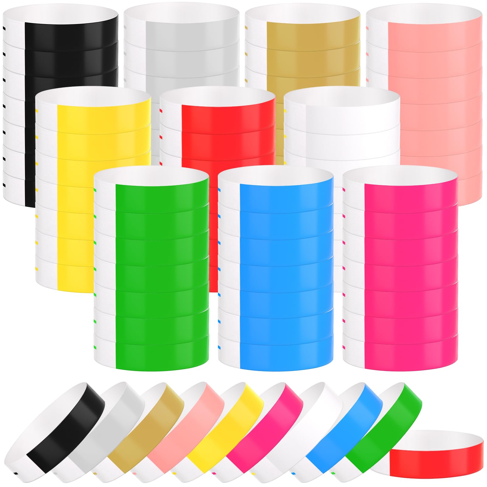 300 pulseras de eventos, pulseras de papel, resistentes al agua, para control y seguridad en eventos para fiestas (multicolor)