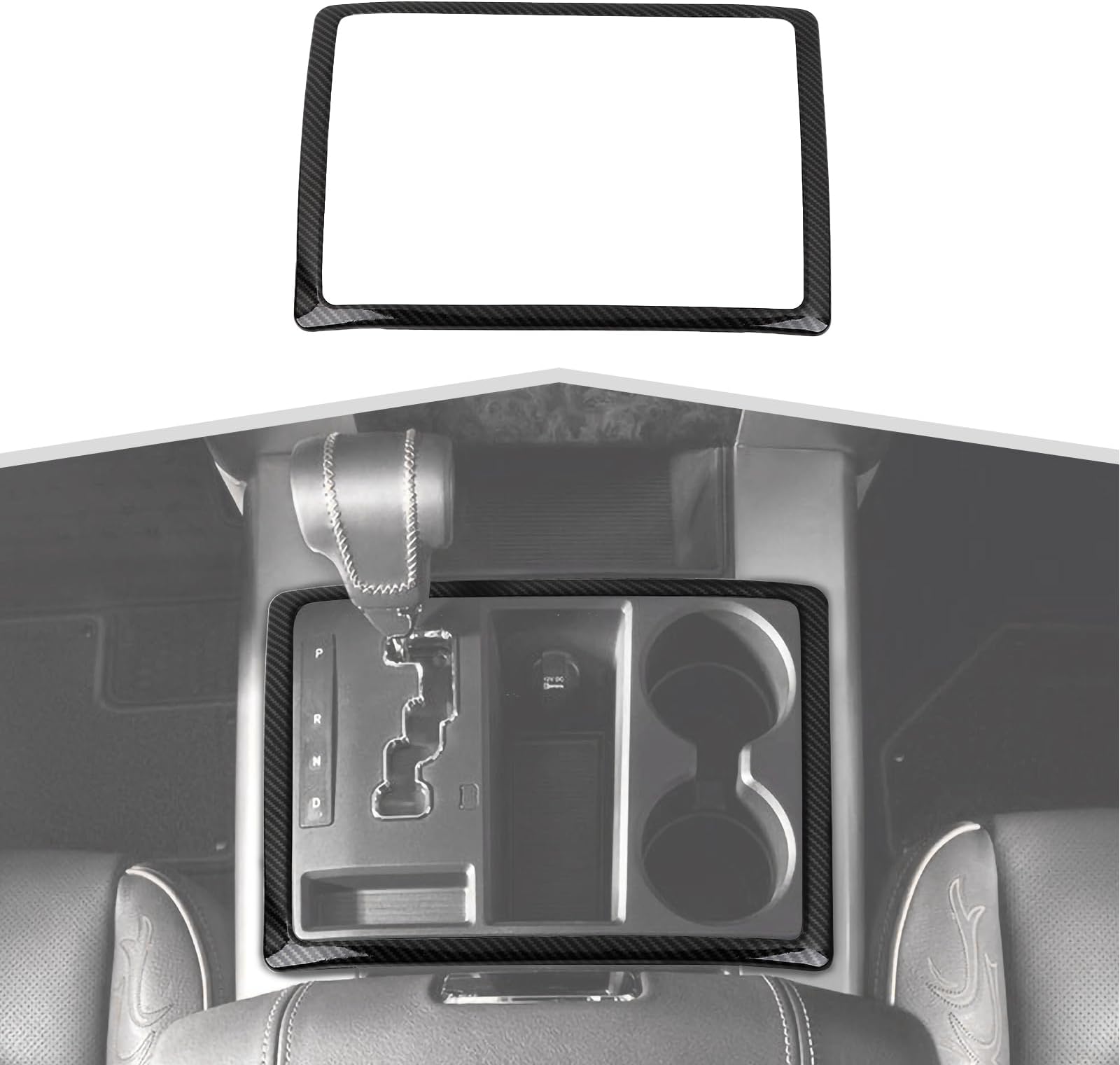 Gear Shift Panel Trim Cover Interior Decoration Kit Fit for RAM 2010-2012, Black with Carbon Fiber Finish