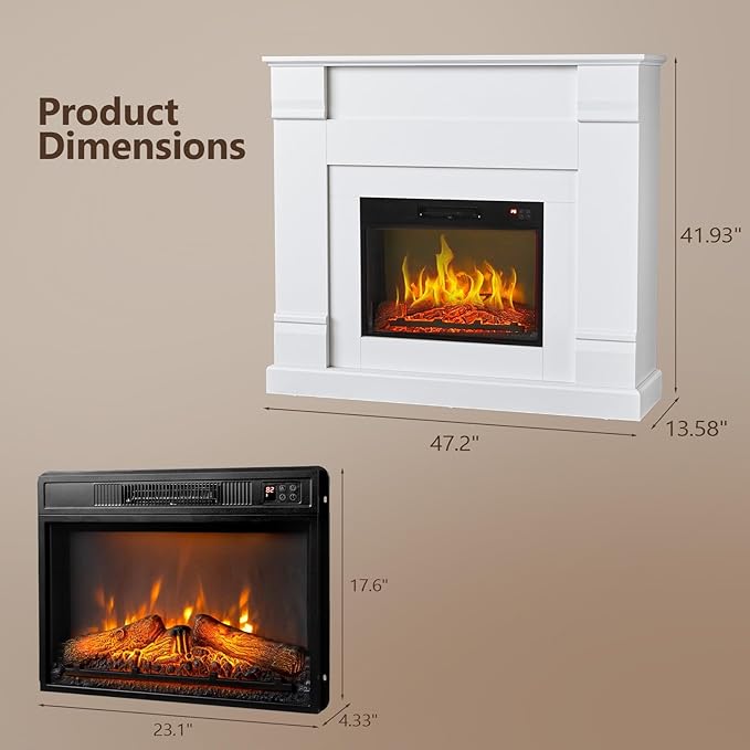 Chimenea Eléctrica Bonnlo 47" Freestanding 1400W con Control Remoto miniatura 3