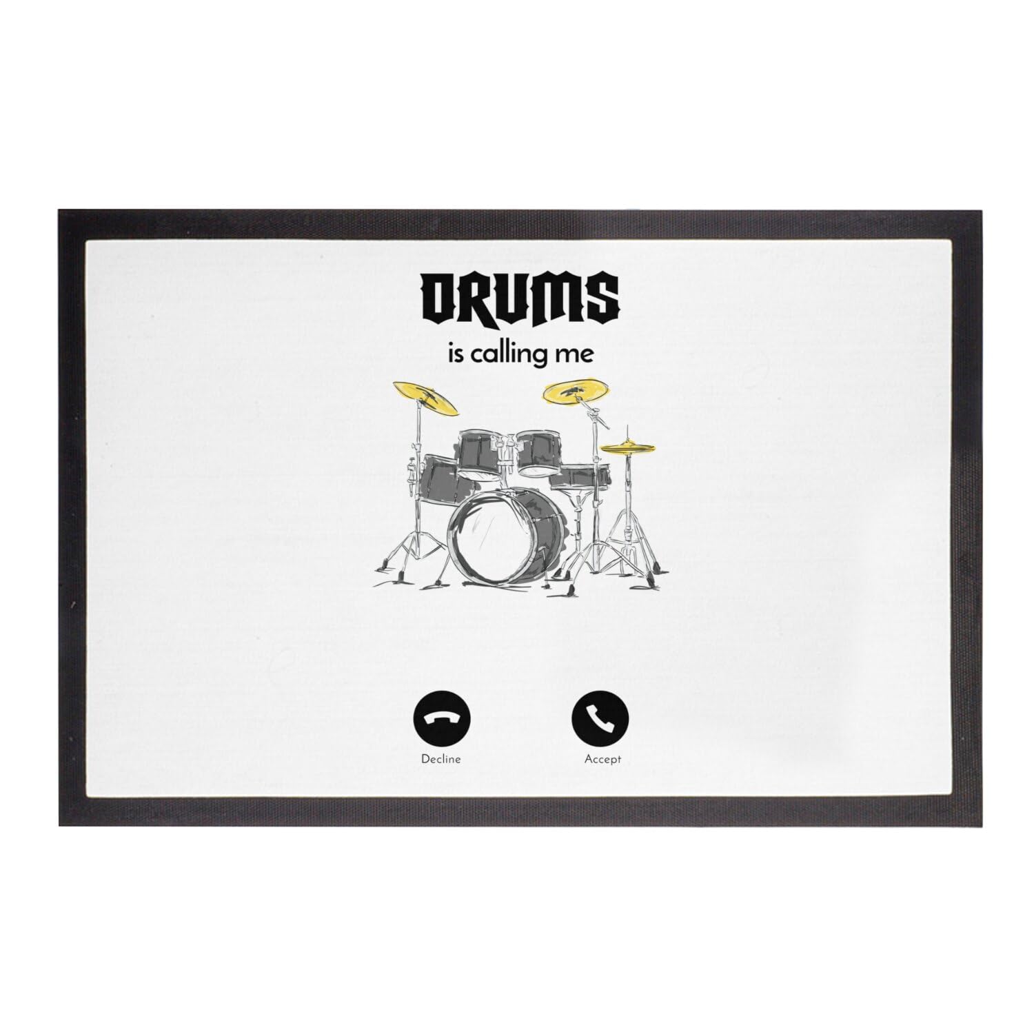 Paillasson Blanc Drums is Calling Me tapis de musique 75x50cm