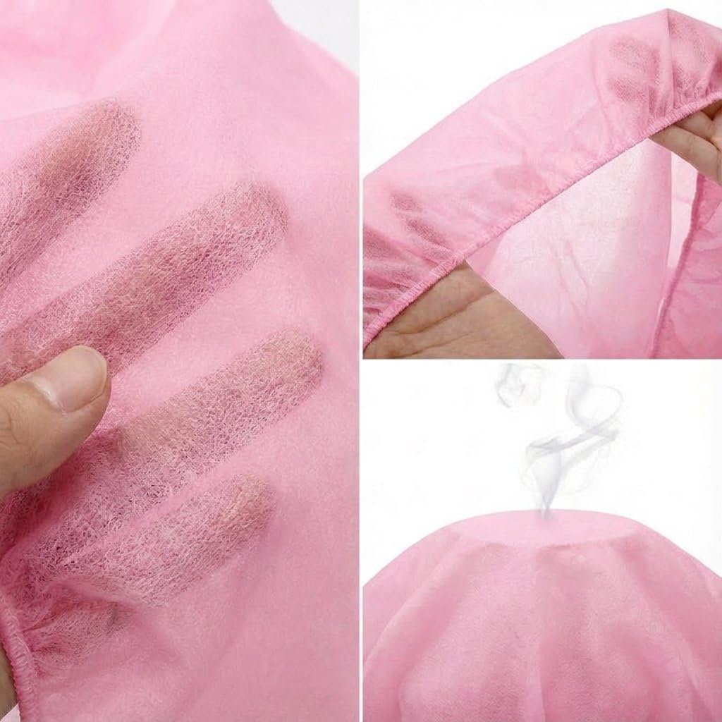 50PCS Disposable Fitted Massage Table Sheets with Elastic, Heavy Duty Elastic Disposable Bed Cover, Breathable Pink Sheets for Spa Massage Beauty Tattoos Non Woven Fabric 36 x 85 In