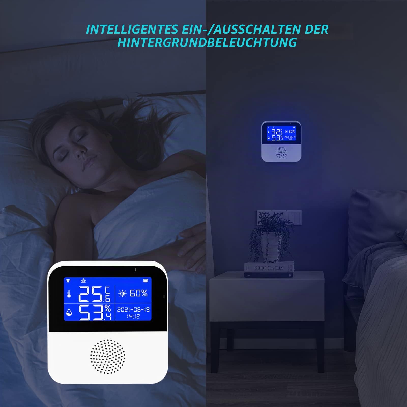 Kabelloses Thermometer Hygrometer,CEIEVER WLAN Thermometer Hygrometer App Benachrichtigung und Datenspeicherun Bluetooth Thermo Hygrometer funktioniert mit Alexa/Google