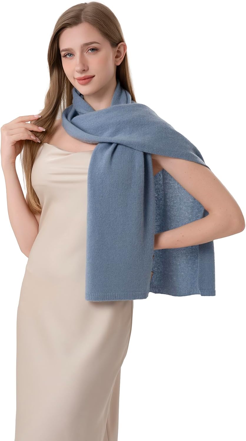 100% Cashmere Knitted Scarf Warm Soft Lightweight Wrap Stole Travel Shawl for Women - Image 2