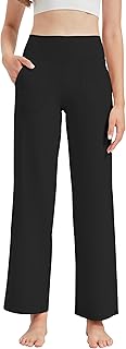 VIMPEP Women's Wide Leg Pants High Waist Stretchy Yoga Pants with Pockets Workout Dress Sweatpants 107