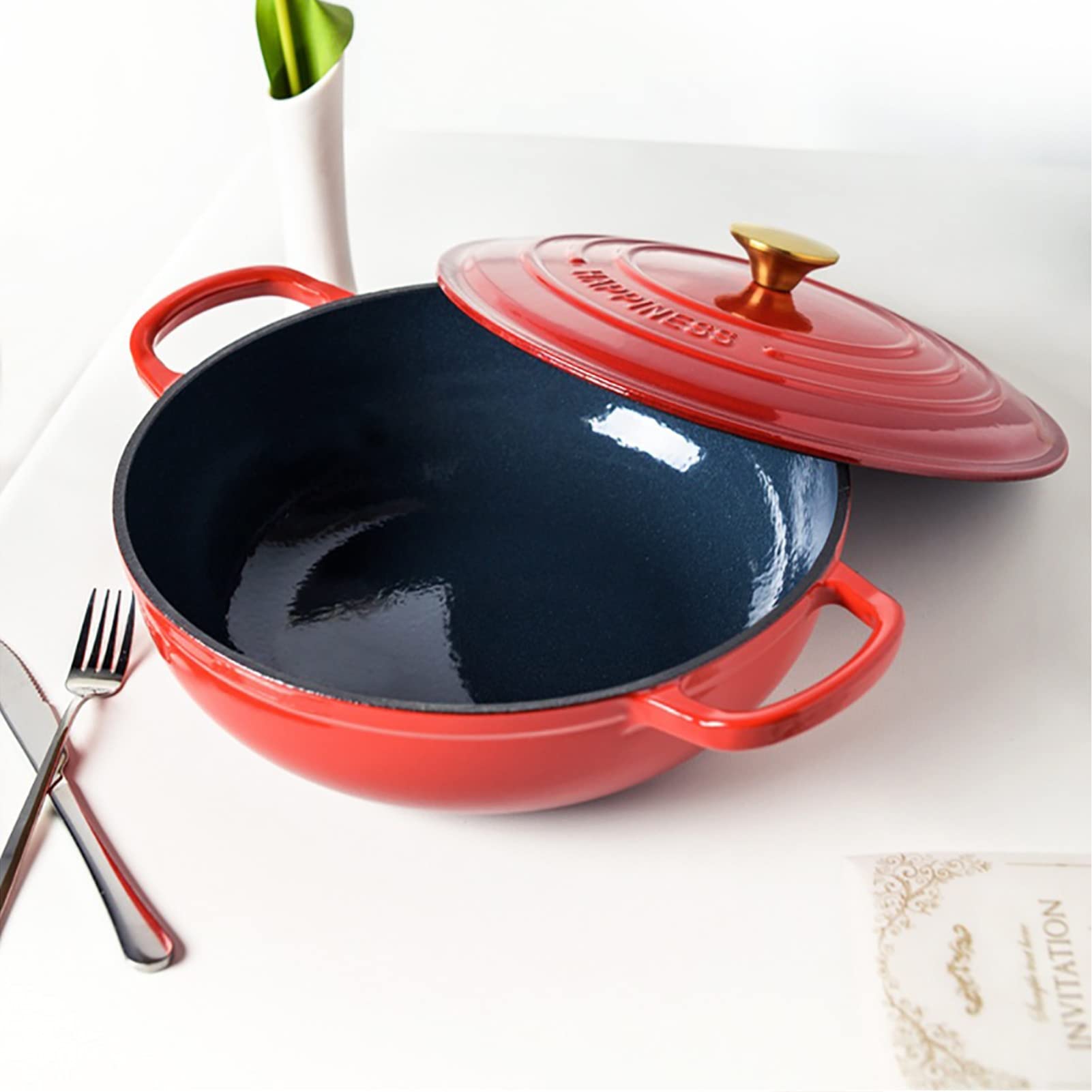Dutch Oven Z Pokrywką Gospodarstwo Domowe Nieprzywierający Emalia Powłoka Pieczenie żeliwny Kociołek Holenderski Z Uchwytem(A)
