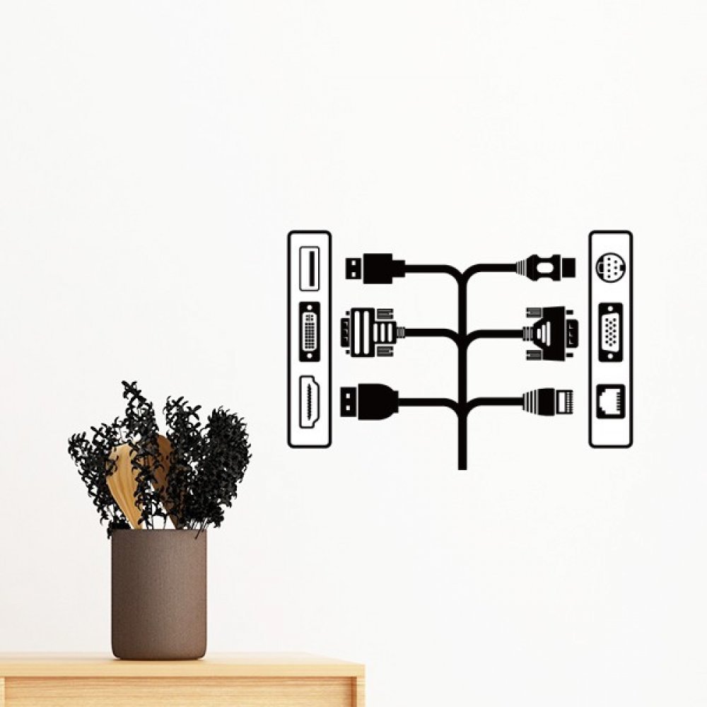 Art mural stickers amovibles de 50cm pour masquer les imperfections près d'une prise de câble