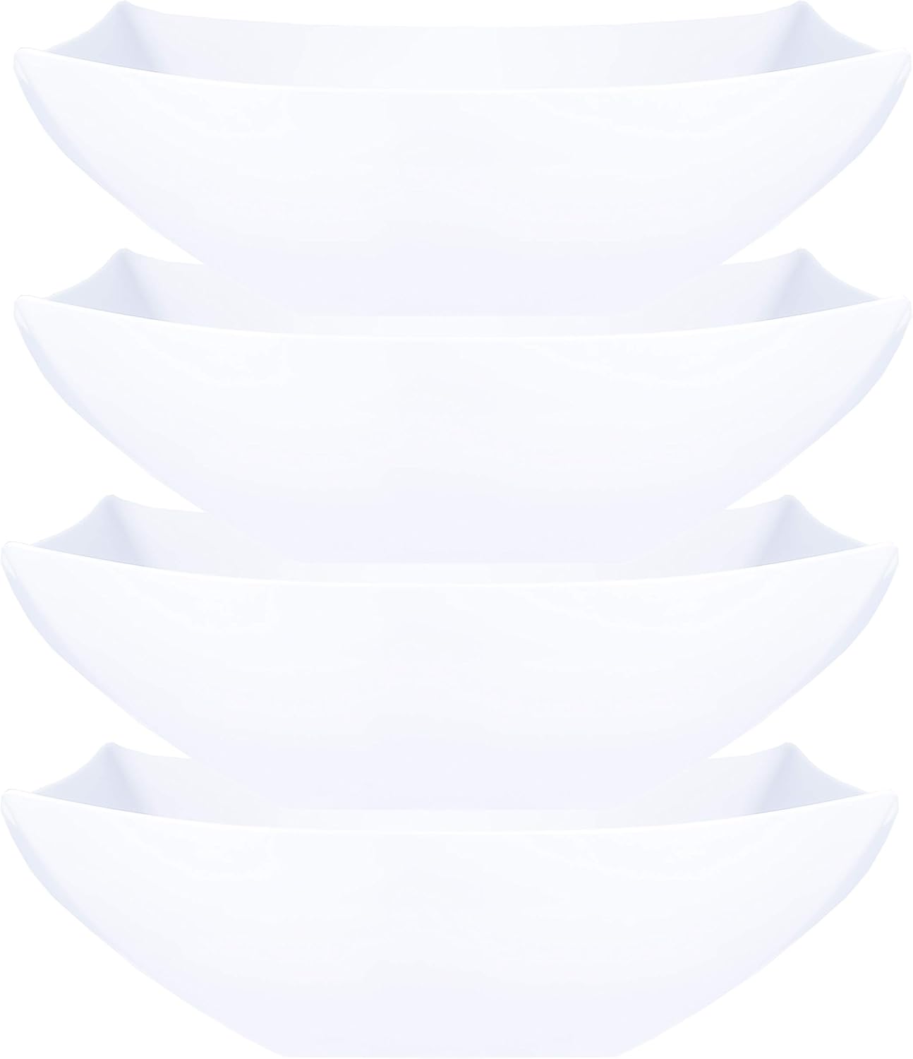 PLASTICPRO 128oz Extra Large Disposable Square Serving Bowls - Elegant White Plastic Party Snack Salad Bowls, Pack of 4, BPA Free