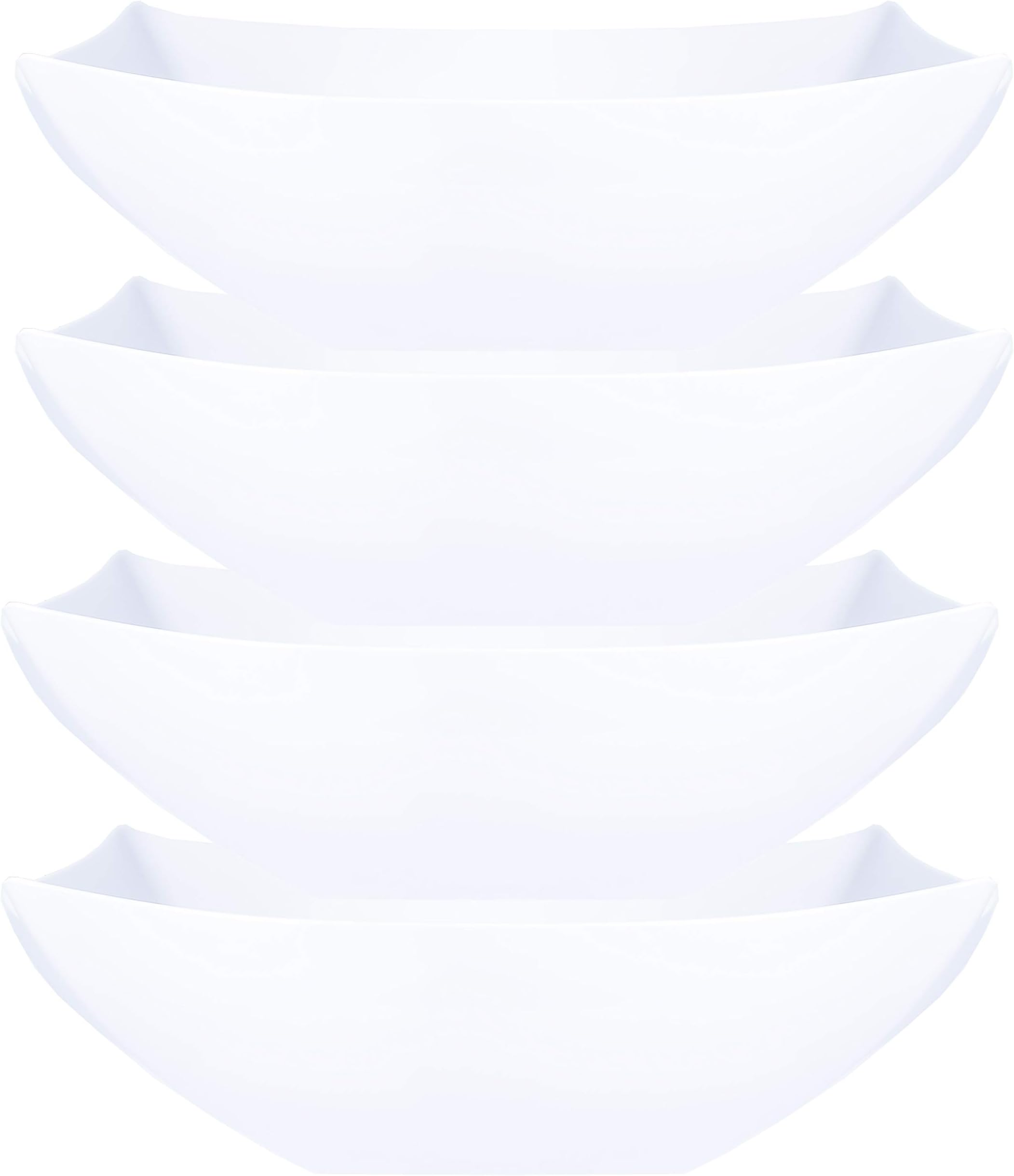 Disposable 128 ounce Square Serving Bowls, Party Snack or Salad Bowl, Extra Large Plastic Elegant White Pack of 4